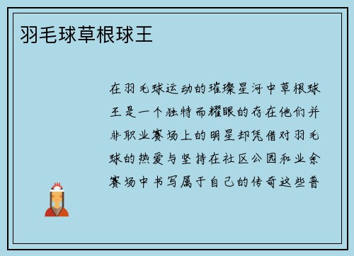 羽毛球草根球王