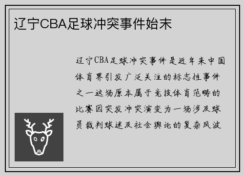 辽宁CBA足球冲突事件始末