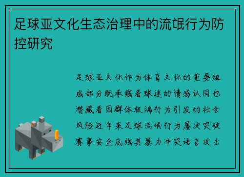 足球亚文化生态治理中的流氓行为防控研究